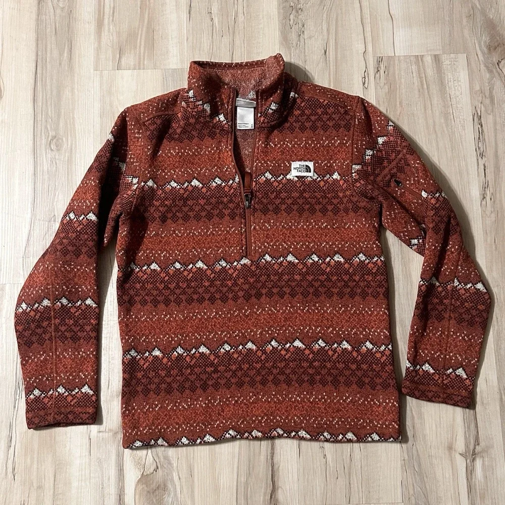 The North Face Men Gordon Lyons Novelty Brandy Brown Landscape Knit Print Medium